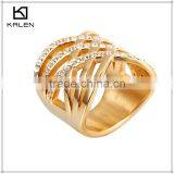 Women Luxcry Goleden Crystal Spiral Design Stainless Steel Rings thumbnail-3