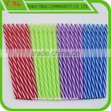 Striped hard plastic straight drinking straw with plastic circle