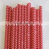 red Drinking Paper Straws With Christmas Candy Cane Design