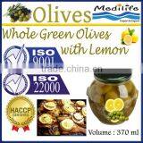 100% Tunisian Table Olives,Green Olives With Lemon, 370 ml Glass Jar thumbnail-1