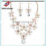 No.1 Yiwu Exporting Commission Agent Wanted Flower Designs Fashion Artificial Statement Necklace and Earrings Sets for Girls thumbnail-3