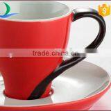 Good Price China Red Ceramic Elegant Teacup and Saucer China Factory thumbnail-1