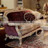 Luxury French Elegant Purple Fabric Living Room Sofa Set/ Royal High-qual Hand Carved Wooden Sofa/European Living Room Furniture thumbnail-2