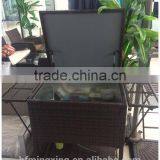 Square Rattan Wicker Dark Brown Ice Cooler thumbnail-1