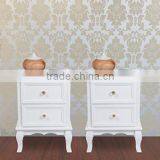 Set of Two Small Traditional Style Bedside Table in White thumbnail-5