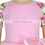 Wholesale Pink Flower Short Sleeve Tulle Skirt Set Ballet Dress Pink Pettiskirt Kids Tutu Dress thumbnail-4