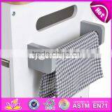New Design White Kids Pretend Play Educational Toy Wooden Kitchen W10C278 thumbnail-3
