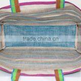 Multi Color Stripe Print Tote Bag - 340 Gsm Laminated Jute - 14 x 15 Weave High Quality Jute Fabric thumbnail-2