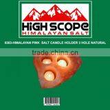 HIMALAYAN PINK SALT NATURAL TEA LIGHT CANDLE HOLDER THREE HOLES thumbnail-1