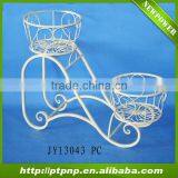 Shabby 2 Tier Metal White Flower Vase Stand thumbnail-1