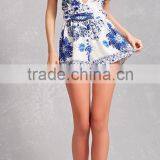 Sexy Blue v Neck Women Halter Romper thumbnail-3