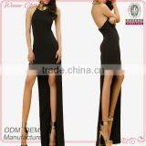 Fashion Designs Sleeveless Backless Shoulderless Sexy Ladies Black Front Short and Long Back Blouse thumbnail-1