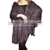 CX-B-14 Women Fashion Fur Strips Knitted Genuine Rabbit Fur Stoles And Shawls thumbnail-5