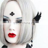 Gothic Long Tassel Chain Earrings,cute Wings Long Ear Cuff,girls Cosplay Comic Earrings for no Hole Ears thumbnail-1