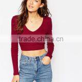 MGOO OEM/ODM Cheap Price Wine Party Club Sweater Stock Short Sweater Top Sexy V-Neck Sweater Women JR8562 thumbnail-5