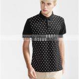Black Polka Dot Printed Pocket Man's Polo t Shirt thumbnail-1
