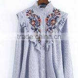 Runwaylover EY2360B Women Embroidery Blouses Floral Vintage Loose Office Linen Tops Ladies Shirts thumbnail-4