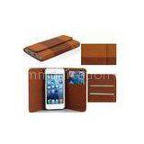 Brown IPhone 5c Mobile Phone Protective Cover , Cellphone Wallet Case thumbnail-1