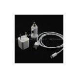 3 in 1 Travel Kit US/EU Plug Wall Charger Adapter + Car Charger + 8 Pin to USB 2.0 Data Cable for IPhone 5,iTouch 5 thumbnail-2