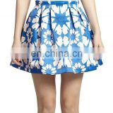 Elegant Women Floral Embroidered High Waist Petal A Line Mini Length Pleated Skirt for Lady 2015 Korean New Style