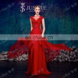 Real Sample New Designs Cap Sleeves Applique Back See Through Alibaba Audited Factory Elegant Chiffon Evening Dresses Long