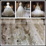 2017 Middle East HOT SELL Luxury Lace Heavy Beading 3D Flowers Wedding Dress Tiamero 1A056