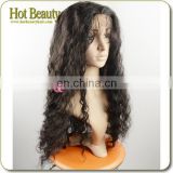 natural color Deep curly Front Lace cheap malaysian hair wig