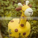Yarncrafts Stuffed Animal Handmade Yellow Giraffe Crocheted Kids Wooden Step Stool thumbnail-4