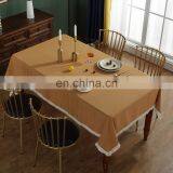 Custom Washed Cotton Banquet Wedding Solid Tablecloth With Tassel thumbnail-2