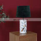 китайские классические настольные лампы из керамики с принтом на весеннюю тему, крупные, темно-зеленые, на заказ