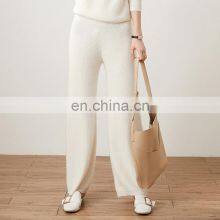 Women Luxury Soft Cashmere Rib Knit Casual Wide Leg Lounge Pants thumbnail-5