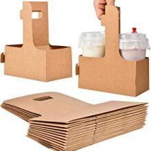 Eco Friendly Disposable Paper Take Out Coffee Cup Hot Drink Beer Cardboard Paper Cup Carriers Holder With Handle thumbnail-1