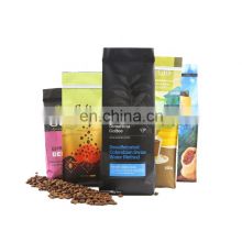 Custom side fold reusable side zipper coffee pouch with one way degassing valve  plastic coffee tea packing pouch