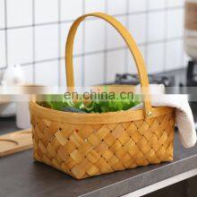 Rectangular Wooden Basket Storage Wood Chip Basket thumbnail-1
