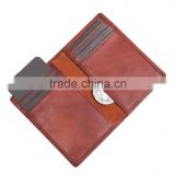 Italian vegetable tanned leather RFID Blocking bifold card wallet with card slot