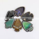 PC1612 Crystal Pave Agate Arrowhead Pendants,gemstone Pave Diamond Arrow Head Pendants thumbnail-1