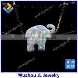 White Snow OP17 Synthetic Fashion Elephant Opal Gems Necklace Jewelry thumbnail-5