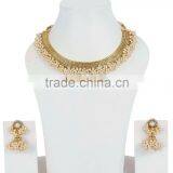 Indian Fabulous Gold Tone Pearl Stone Polki Necklace Set Jewelry for Women Wedding thumbnail-2