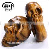Two Yellow Tiger Eye Skull Rings/Carved Skull Rings