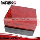 High-end Red Craft Wooden Gift Box With Velvet Lining