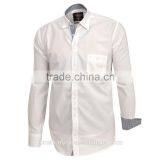 Stylish White 100% Cotton Long Sleeve One Pocket Dress Shirts for Men thumbnail-1