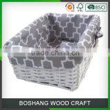 Square Set of 2 White Painted Wicker Baskets thumbnail-6