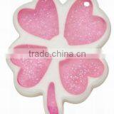 Colorful Resin Pendants, with Glitter Powder, Flower, PeachPuff, 47x30x4mm, hole: 2mm(RESI-R339-4)