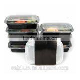 10-pck 600ml Black Plastic Microwaveable & Freezer Compartment Disposable Food Container With Clear Lid