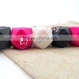 Multicolor Hexagon Teething Beads Necklace Silicone Teething Necklace Wholesale TN018 thumbnail-2
