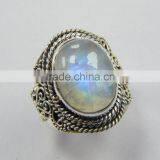 Natural Smooth Rainbow Moonstone Ring 92.5 Sterling Silver Jewellery thumbnail-1