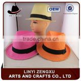 Professional factory bsci breathable brim straw fedora hat cap