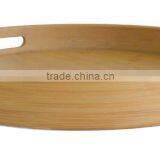 DT027 Two Ear/ Two Handles Round 5 cm High Bamboo Custom Serving Tray thumbnail-2