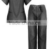 Purple Unisex Medical Scrub Set Workwear V-neck 2 Pocket Top and Pant 2 Piece Set thumbnail-1