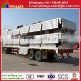 Heavy Duty Tri Axle Flatbed Side Wall Open Cargo Semi Truck Trailer for Sale Draw Bar Trailer thumbnail-4